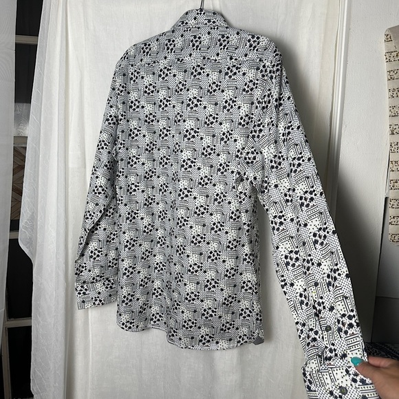 Brandolini All Over Graphic Print Button Up Dress Shirt Business Casual Vintage - Picture 7 of 17